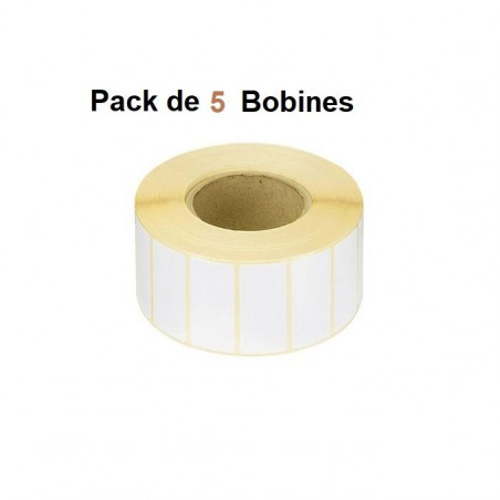 Pack de 5 Bobines - Étiquettes - 40x20mm - Thermique 2000 Etiquettes